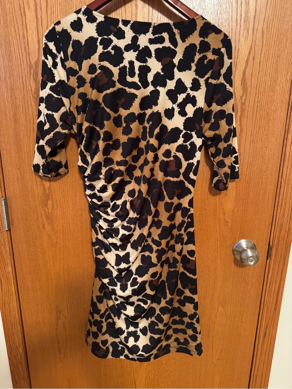 INC Leopard Print Ruched lined Sheath Dress - Picture 3 of 3